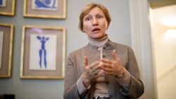Marina Litvinenko talks to members of the media during the press launch of an opera on her late husband's life in London in February 2020. 