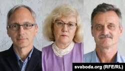 Detained Belarusian RFE/RL journalists Ales Dashchynski, Inesa Studzinskaya, and Aleh Hruzdzilovich