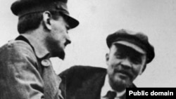 The dead communist revolutionaries Lev Trotsky (left) and Vladimir Lenin reportedly showed up at seances  in Bila Tserkva  in the 194os, landing a group of occultists in trouble with the Soviet authorities. 