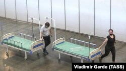The Crocus Group's temporary hospital for COVID-19 patients in the company's exhibition center in Krasnogorsk, Russia