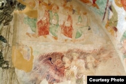 A fresco inside the Georgia-based part of the Davit Gareji monastery complex
