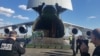 A Russian Air Force plane carrying medical equipment at John F. Kennedy International Airport on April 1, 2020 