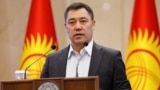 Kyrgyz Prime Minister and Acting President Sadyr Japarov addresses parliament on October 16, 2020.