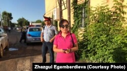Zhazgul Egemberdieva, a reporter for Current Time, in Nur-Sultan, Kazakhstan